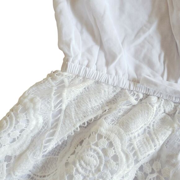 LIV Los Angeles racerback white sleeveless tank cami lace shorts romper Sz M NEW - Picture 4 of 7